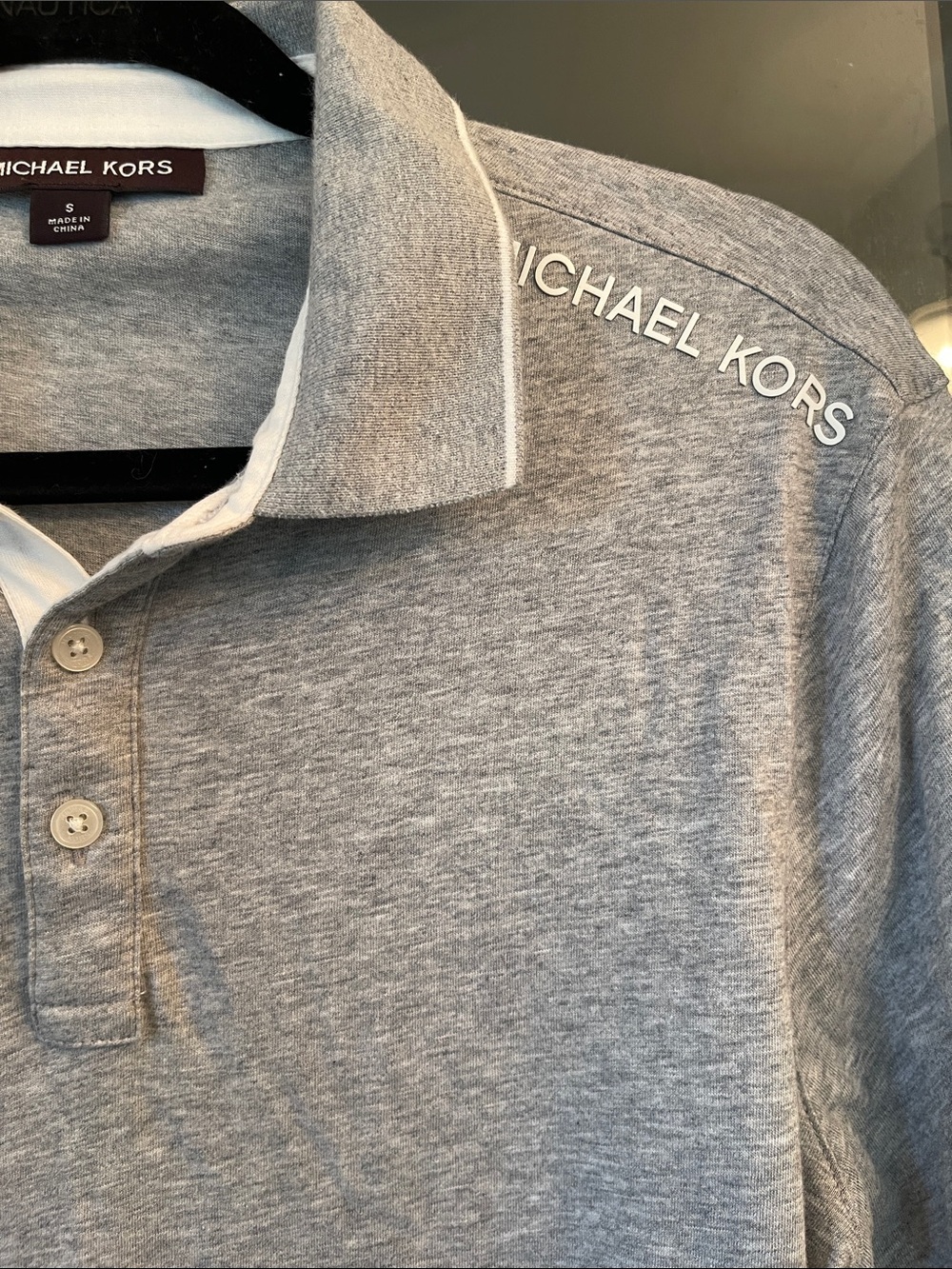 Michael Kors Light Gray Kids Polo with Shoulder Logo
